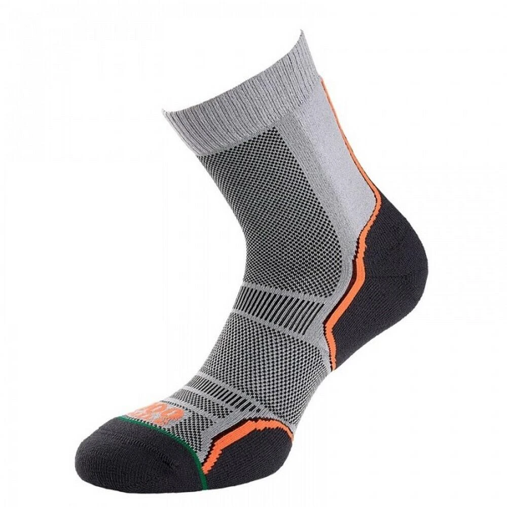 Mens Trail Socks (Pack Of 2) (Grey/Orange) 3 Mens Trail Socks (Pack Of 2) (Grey/Orange)
