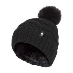 Ladies Winter Zigzag Patterned Fur Cuff Bobble Thermal Hat