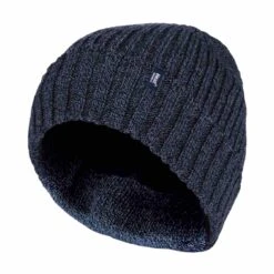 Mens Ribbed Knit Fleece Lined Warm Turn Over Cuff Thermal Beanie Hat -Outdoor Sports k2570fea8b4cda04803e5d2ef5ea05fde
