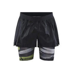 Craft Mens CTM Distance 2 In 1 Shorts (Yellow/Grey/Black)