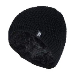 Ladies Knit Fleece Lined Warm Thermal Beanie Hat