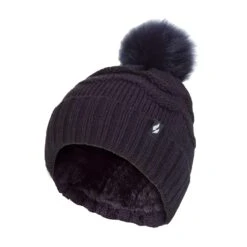 Ladies Winter Zigzag Patterned Fur Cuff Bobble Thermal Hat -Outdoor Sports k315759b9b22516477ccc13396be40292