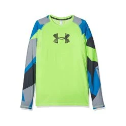 Under Armour HeatGear Novelty Kids Long Sleeve Baselayer Green/Blue/Grey