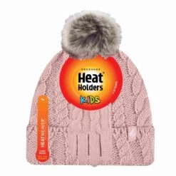 Girls Bobble Pom Pom Thermal Hat And Gloves Set -Outdoor Sports k4ffab421ec0c54f5f080e805b64b93a1