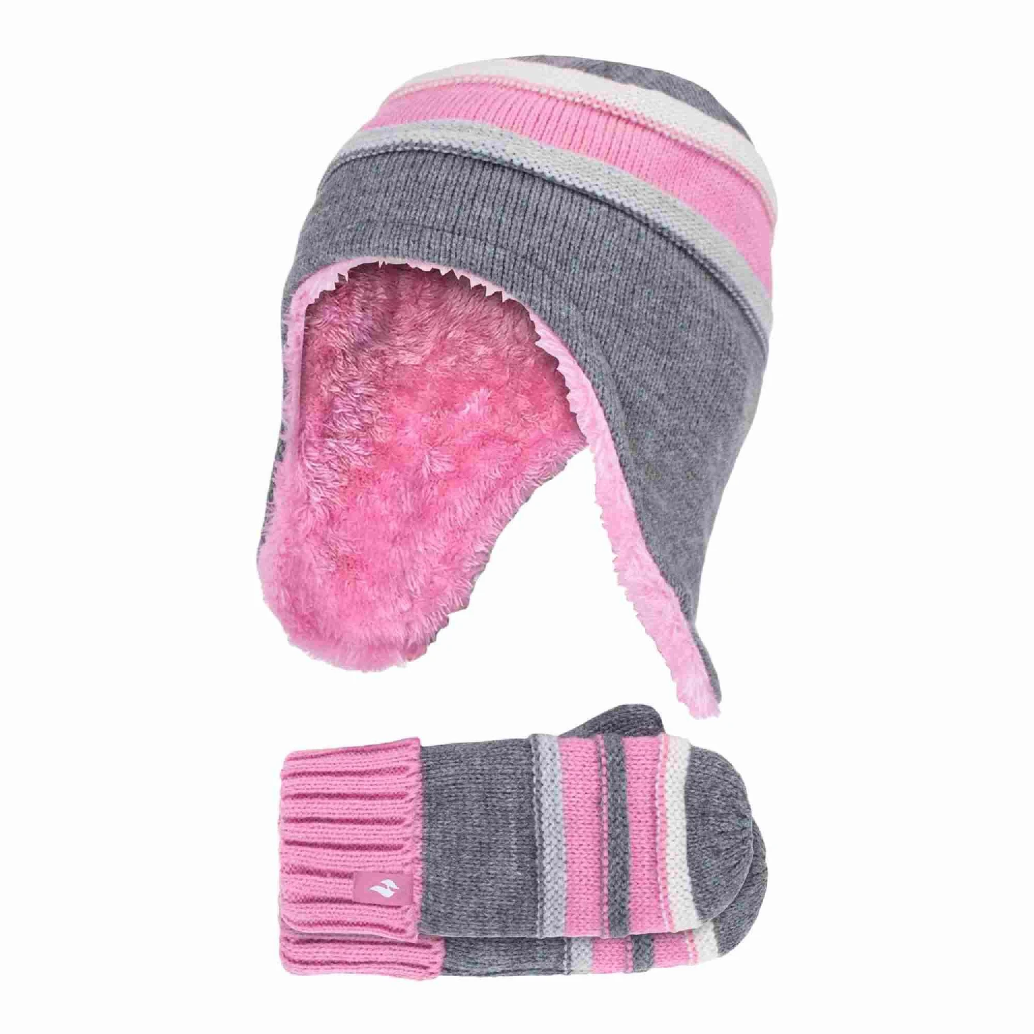 Girls Winter Warm Pom Pom Bobble Beanie Hat And Mittens Set 5 Girls Winter Warm Pom Pom Bobble Beanie Hat And Mittens Set - Image 3