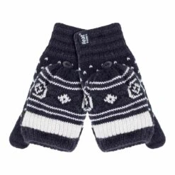 Ladies Warm Fairisle Patterned Thermal Fingerless Converter Gloves -Outdoor Sports k64a41205054e07879ab27bc3491c0ac0