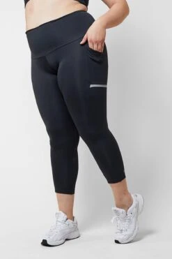 Reflective Side Pocket Leggings With Thermal Brushed Fabric Black -Outdoor Sports k67c58b159a0eb43408739f0a50886bf6