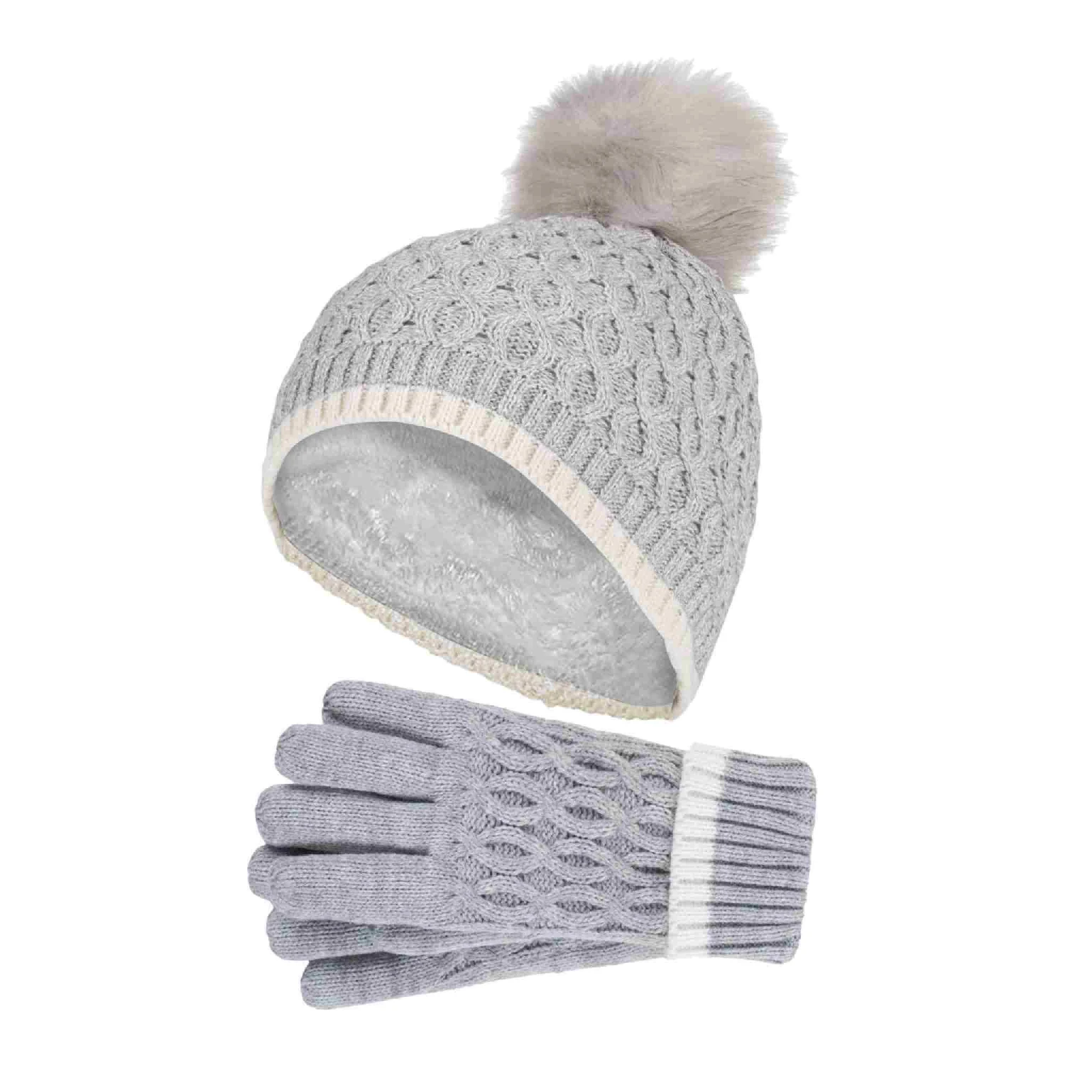 Girls Thermal Insulated Pom Pom Bobble Beanie Hat And Gloves 5 Girls Thermal Insulated Pom Pom Bobble Beanie Hat And Gloves - Image 3