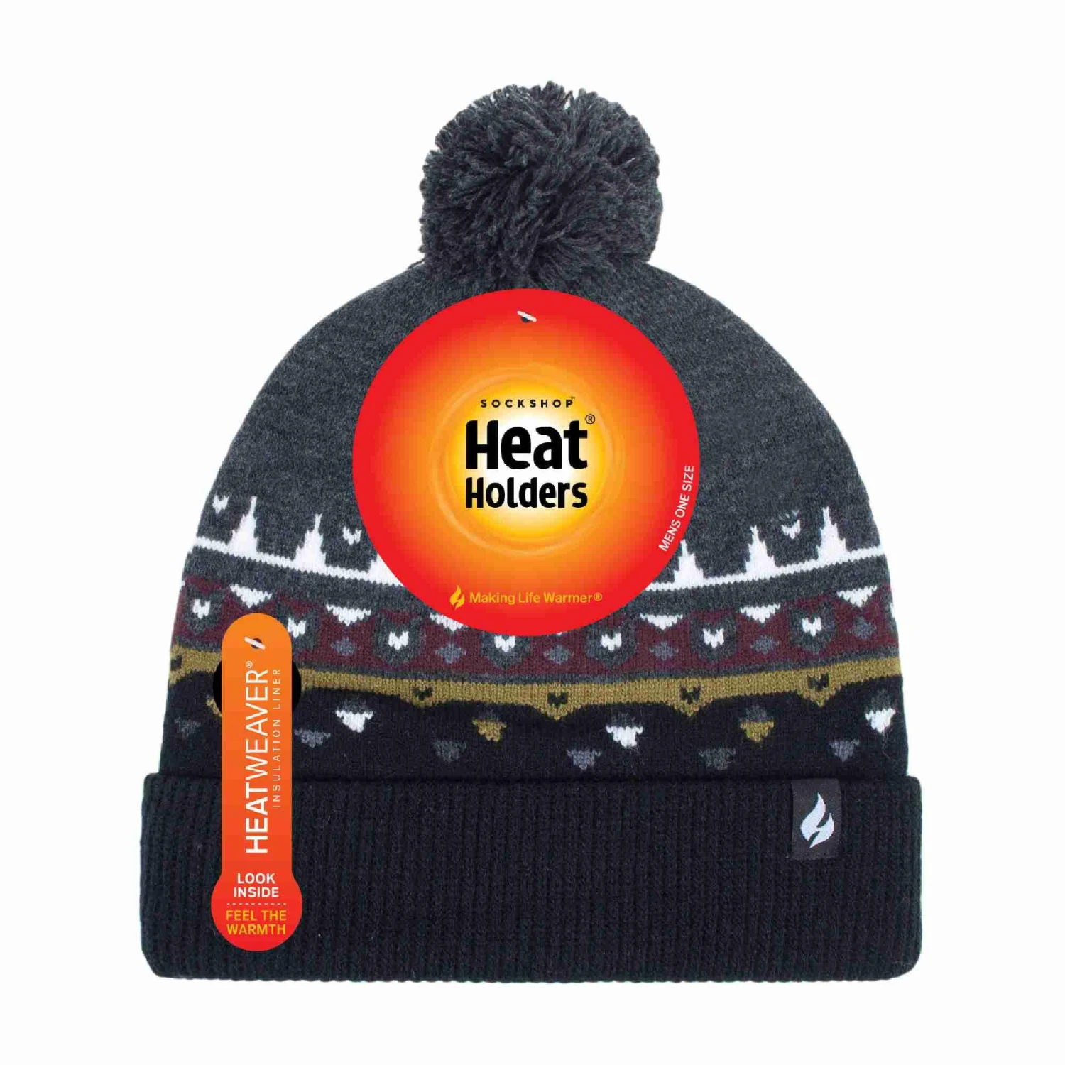 Mens Thin Knit Fleece Lined Pom Pom Hat | Patterned | For Winter 4 Mens Thin Knit Fleece Lined Pom Pom Hat | Patterned | For Winter - Image 2