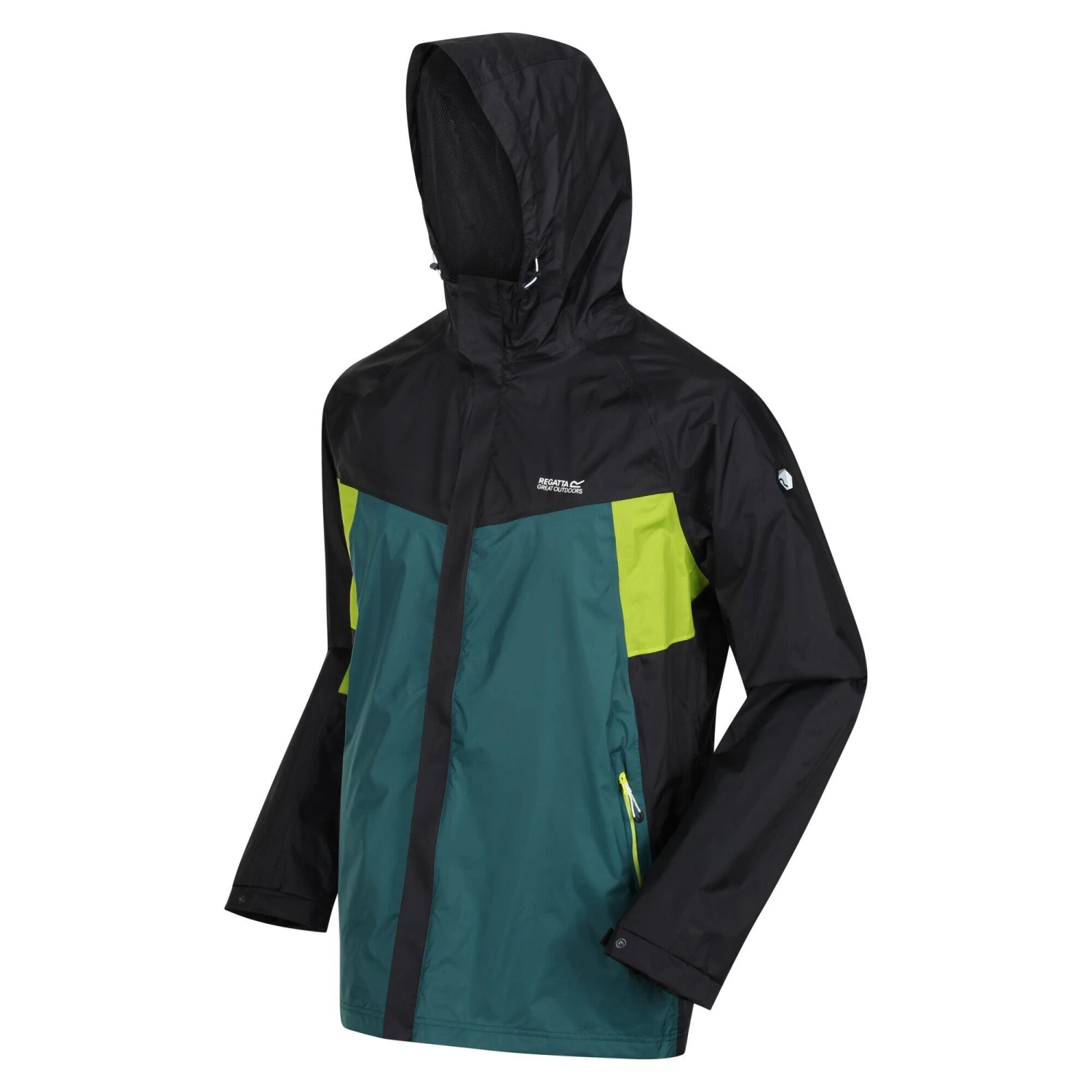 Regatta Mens Dresford Waterproof Jacket (Black/Pacific Green) 5 Regatta Mens Dresford Waterproof Jacket (Black/Pacific Green) - Image 3