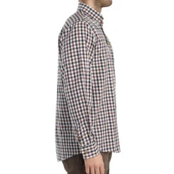 Long-Sleeved Checked Cotton Country Sport Shirt Brown Black Verney Carron -Outdoor Sports k73b7a40b855617497c9044436b3cd3ef
