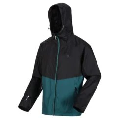 Regatta Mens Pack It Pro Waterproof Jacket (Black/Pacific Green) 18 Regatta Mens Pack It Pro Waterproof Jacket (Black/Pacific Green) -Outdoor Sports k7b06b01b3e1d368ecadb73784c1a677e