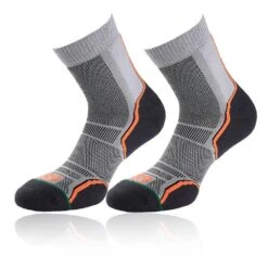 Womens/Ladies Trail Socks (Pack Of 2) (Grey/Orange/Black)