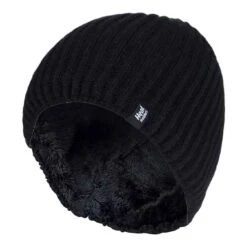 Mens Fleece Lined Thermal Winter Knitted Beanie Hat