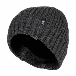 Mens Ribbed Knit Fleece Lined Warm Turn Over Cuff Thermal Beanie Hat -Outdoor Sports k8bdecda795985a564ca96ab878327a51