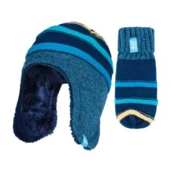 Childrens Winter Warm Fleece Lined Thermal Hat And Mittens Set With Ear Flaps -Outdoor Sports k90d0bef7c15b137e4cc81217f00b0070