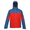 Regatta Mens Birchdale Waterproof Hooded Jacket (Fiery Red/Dynasty Blue)