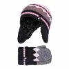 Girls Nordic Pattern Trapper Hat With Pom Pom And Mittens Set -Outdoor Sports kab855c13c60dd5a761c4e36f1794776a
