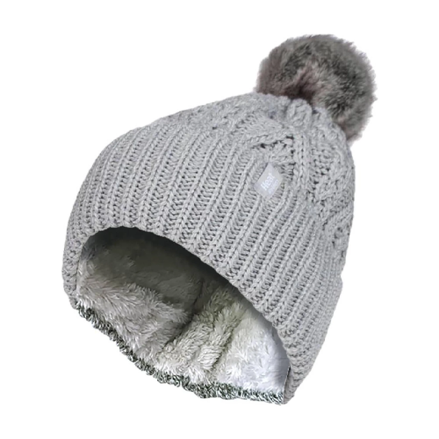 Ladies Ribbed Cuffed Pom Pom Bobble Beanie Hat With Fleece Lining 7 Ladies Ribbed Cuffed Pom Pom Bobble Beanie Hat With Fleece Lining - Image 5