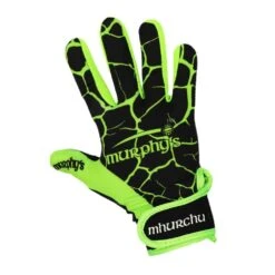 Unisex Adult Crackle Effect Gaelic Gloves (Black/Lime Green)