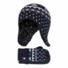 Boys Outdoor Faux Fur Pom Pom Hat With Ear Flaps & Mittens Gloves
