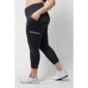 Reflective Side Pocket Leggings With Thermal Brushed Fabric Black -Outdoor Sports kc9991e1fd46afc75e1a2a7aa640edd14