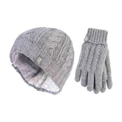 Ladies Fleece Lined Thermal Hat & Gloves Set For Winter -Outdoor Sports kd9db0dc2e82a4b006e9e37c54ce31b29