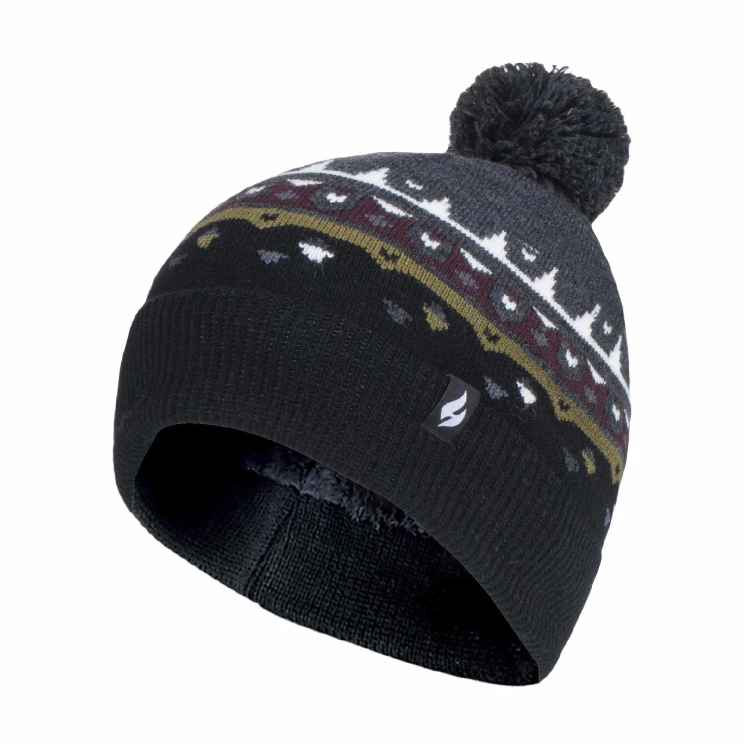 Mens Thin Knit Fleece Lined Pom Pom Hat | Patterned | For Winter 3 Mens Thin Knit Fleece Lined Pom Pom Hat | Patterned | For Winter
