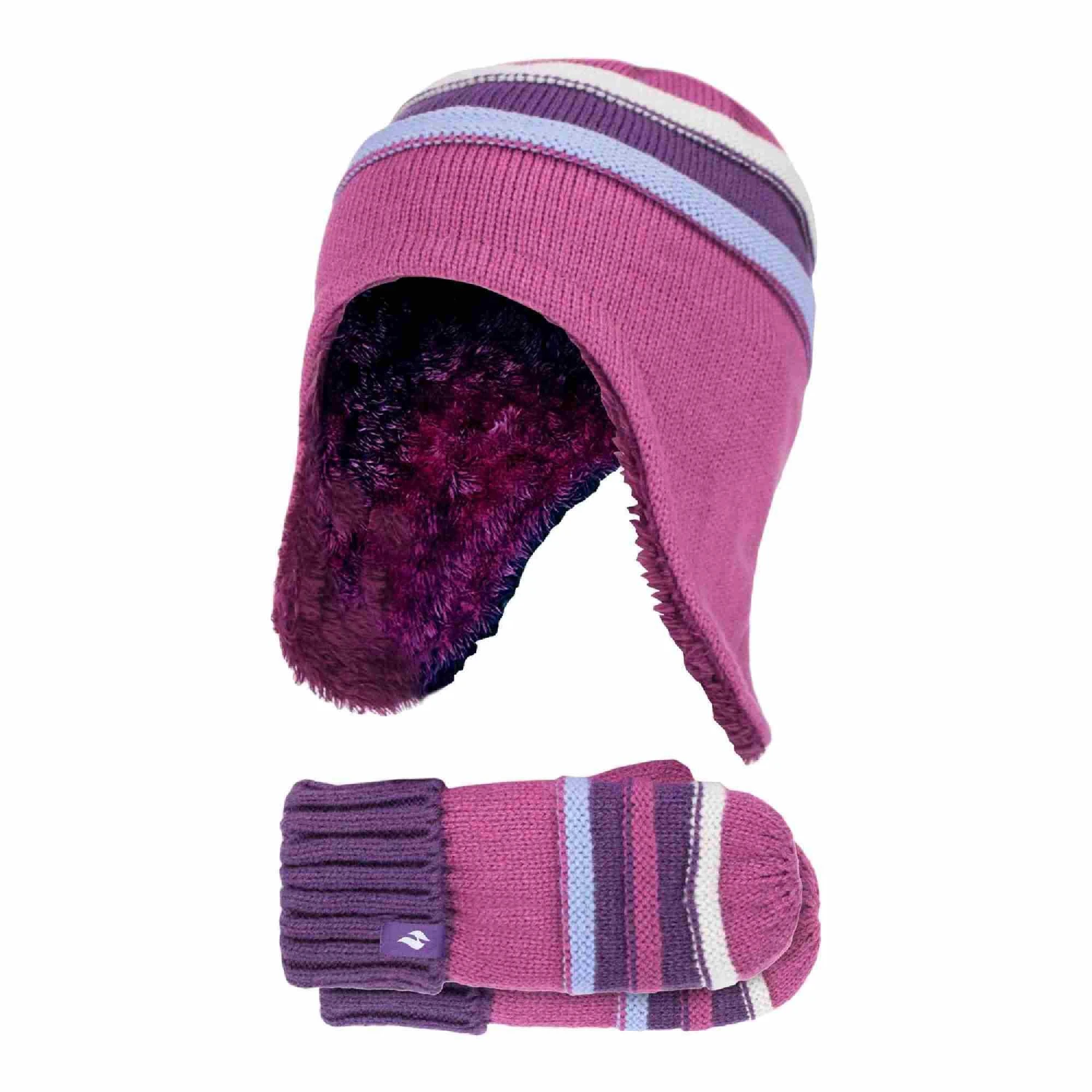Girls Winter Warm Pom Pom Bobble Beanie Hat And Mittens Set 3 Girls Winter Warm Pom Pom Bobble Beanie Hat And Mittens Set