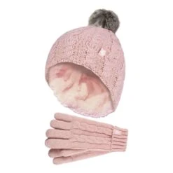Girls Bobble Pom Pom Thermal Hat And Gloves Set -Outdoor Sports kf4749b20056d1c1ff5cb7769bf747bb6