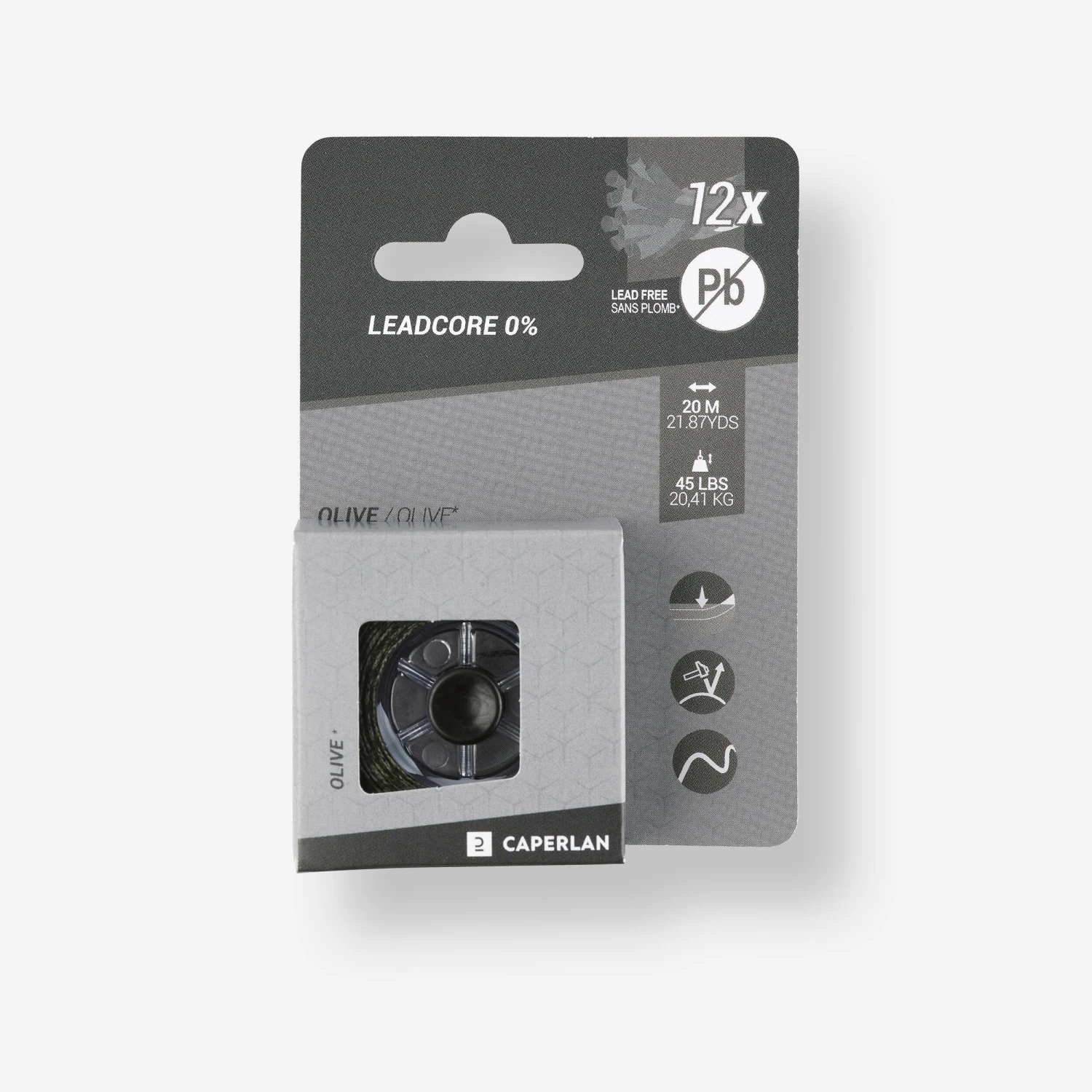 Carp Fishing Leadcore 0% 45 lbs 20 m - Olive 3 Carp Fishing Leadcore 0% 45 lbs 20 m - Olive