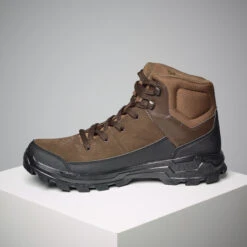 Breathable High-Fitting Leather Hunting Boots Crosshunt 100 D Brown -Outdoor Sports kfbc5014e33f86b28f2c03f072121c3ad