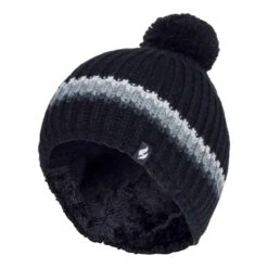 Mens Ribbed Chunky Wnter Pom Pom Bobble Beanie Hat